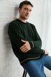 Inishbeg Mens Stripe Crewneck Aran Sweater