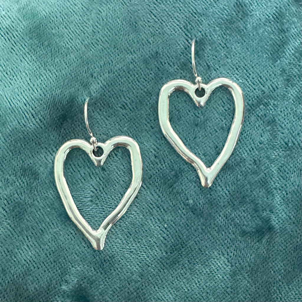 Silver Open Heart Earring