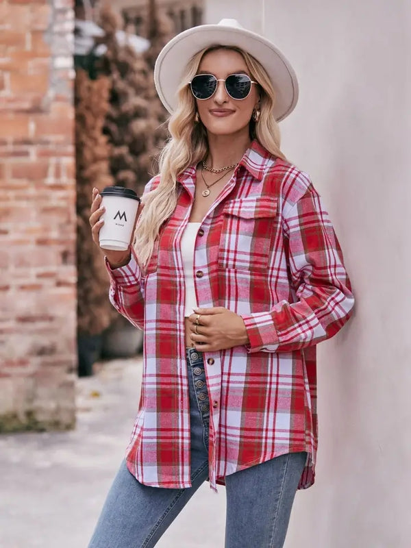 Plaid Oversized Button-Down Shirt