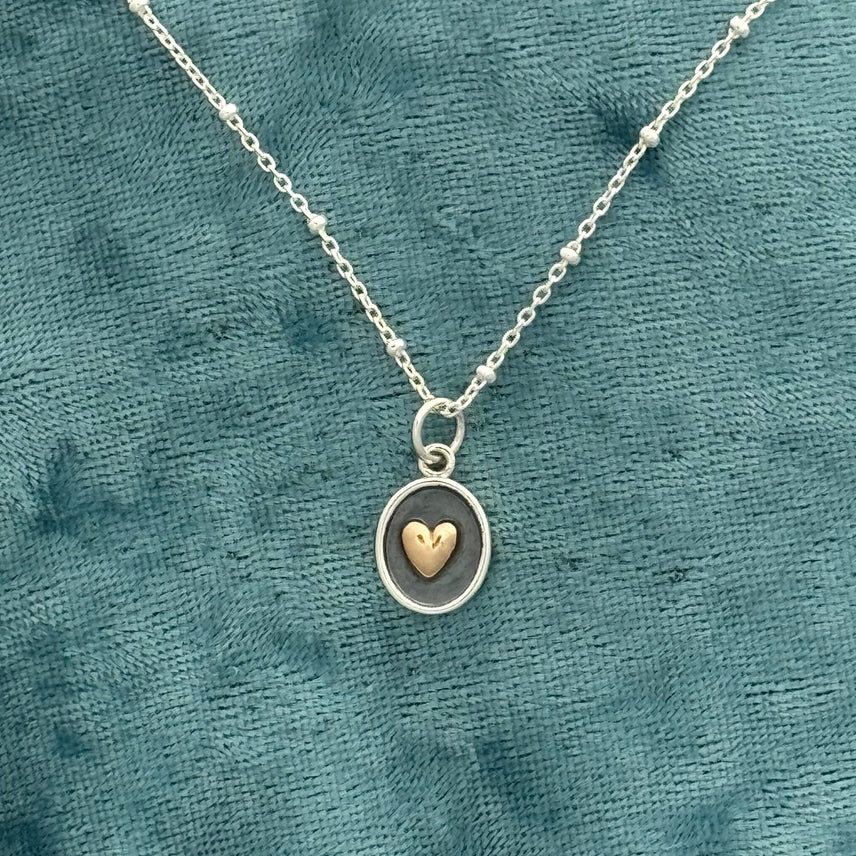 Bronze Heart in Sterling Silver Shadowbox 18" Necklace