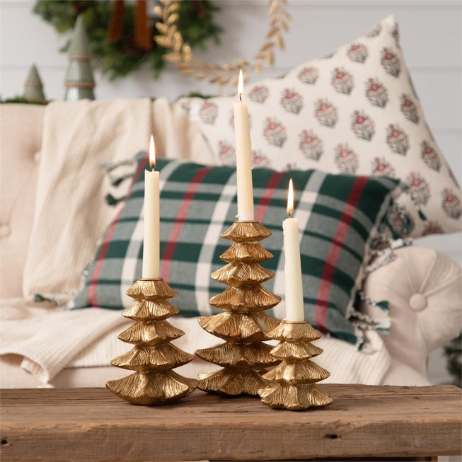 Gold Finish Christmas Tree Candle Holder