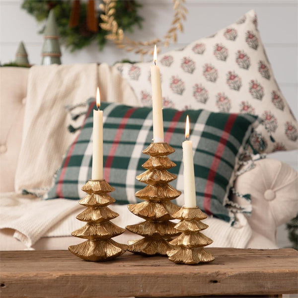 Gold Finish Christmas Tree Candle Holder