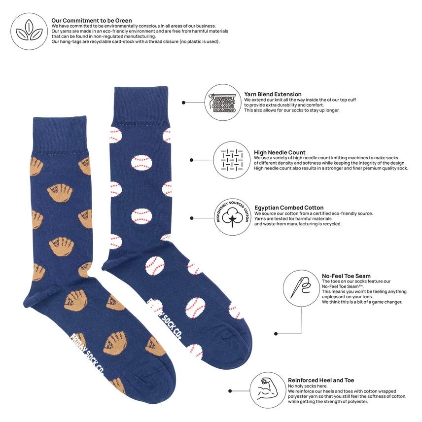 Men's Baseball Glove & Baseball Mismatched Socks