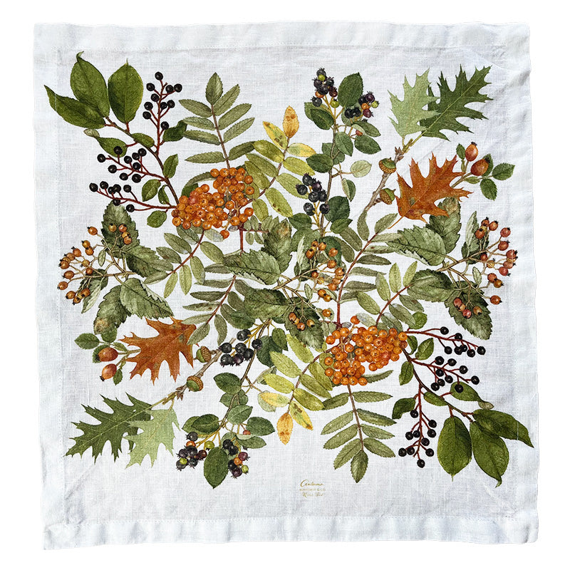 Nature Foliage Linen Napkins Set of Four