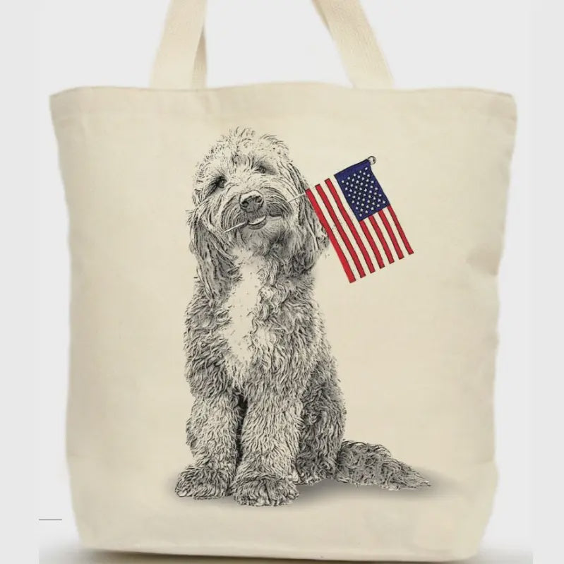 LABRADOODLE FLAG TOTE
