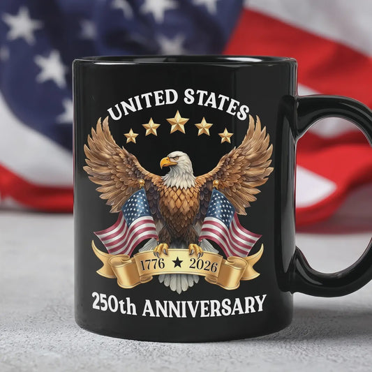 United States 250th Anniversary  Mug  with Bald Eagle & Flags