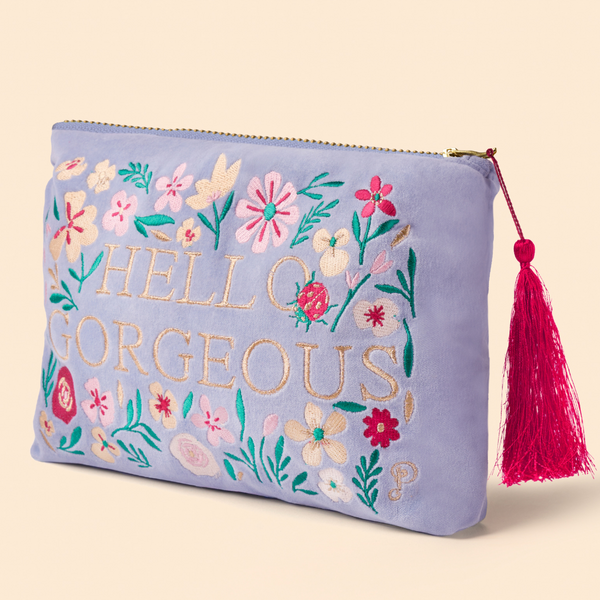 Hello Gorgeous Velvet Zip Pouch