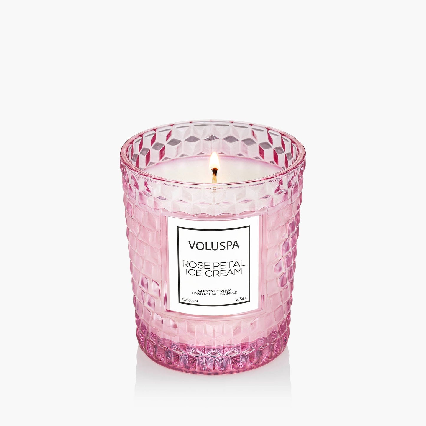 Rose Petal Ice Cream Classic Candle In Textured Glass