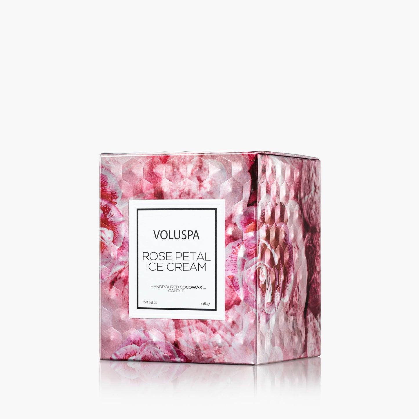 Rose Petal Ice Cream Classic Candle In Textured Glass