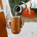 Stainless Steel Teakwood Mug W/ Handle