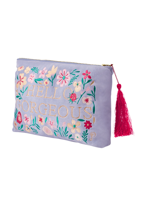 Hello Gorgeous Velvet Zip Pouch