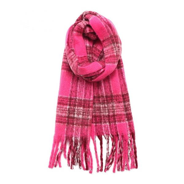 Soft Chunky Oblong Multi Color Plaid Fleece Scarf