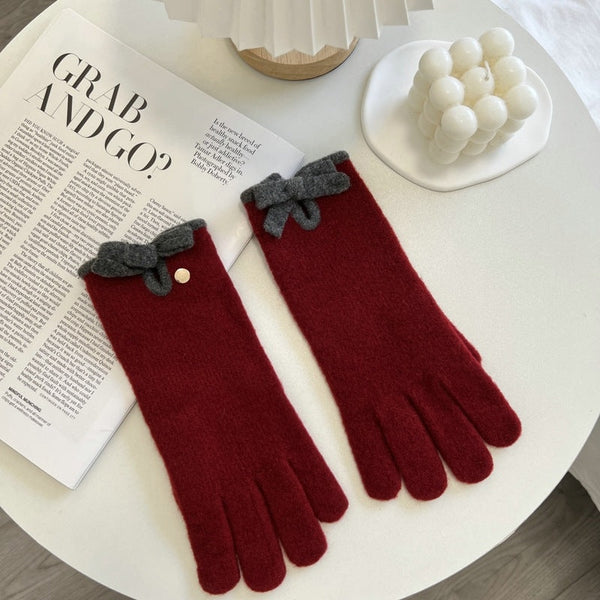 Ribbon Knitted Gloves