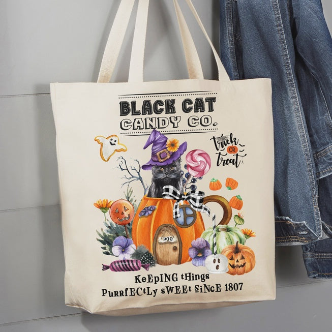 Black Cat Candy Co Canvas Tote Bag
