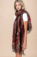 100% WOOL INTRICATE CABERNET SCARF