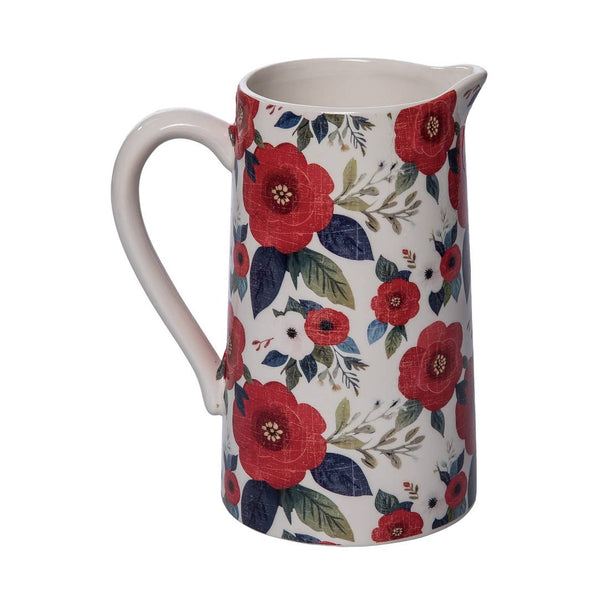 Patriotic Floral Ceramic Pitcher
