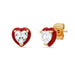 Enamel Bezel Set Heart Cz Studs