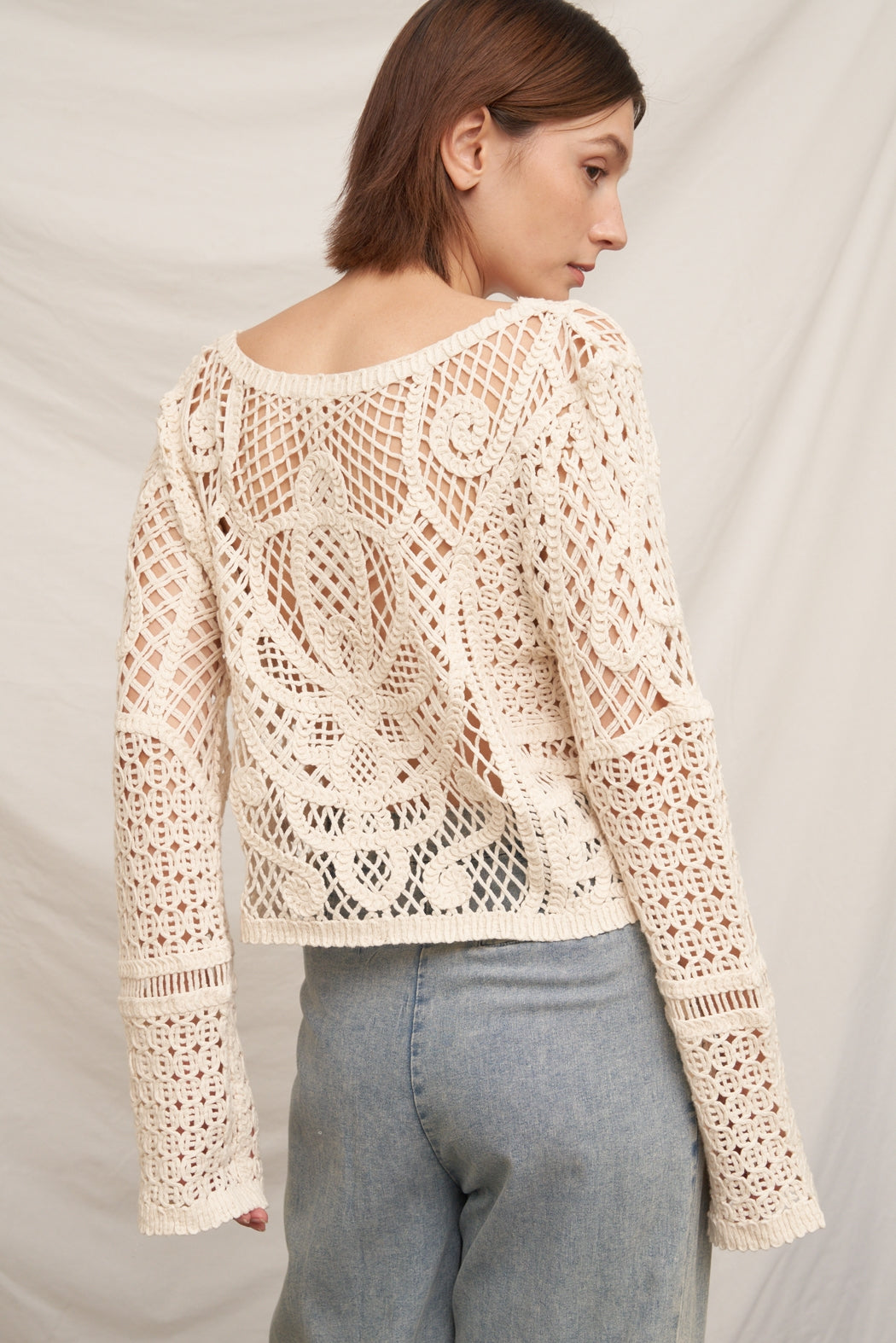 Long Sleeve Crochet Sweater Top