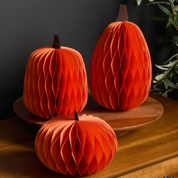 HONEYCOMB PAPER PUMPKINS SET OF 3
