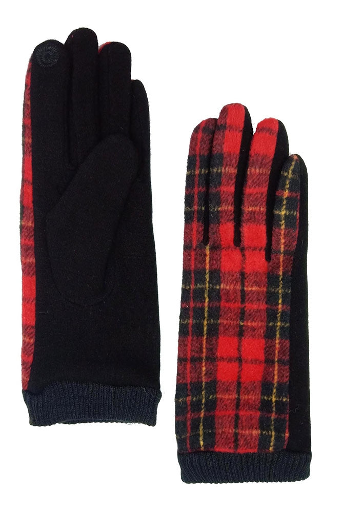 Red Plaid & Check Soft Touch Gloves