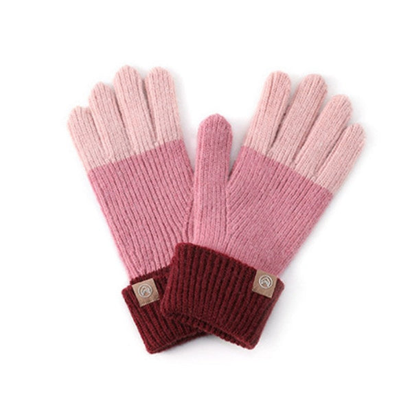 Colorblock Ribbed Knit Gloves
