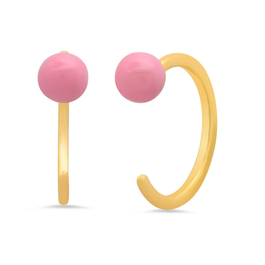 Gold Wrap Huggie with Enamel Ball