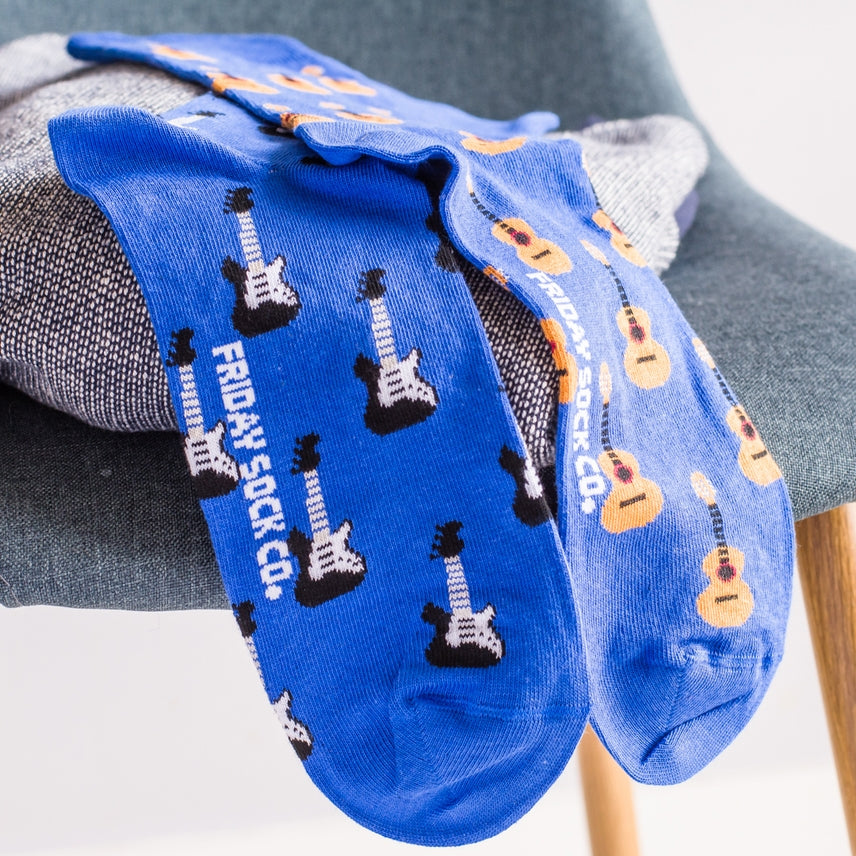 Men's Acoustic Guitar & Electric Guitar Mismatched Socks