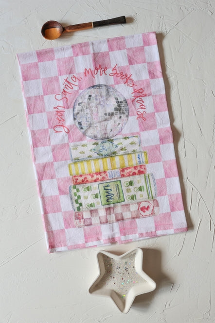 Dear Santa, More Books Please Disco Cotton Tea Towel