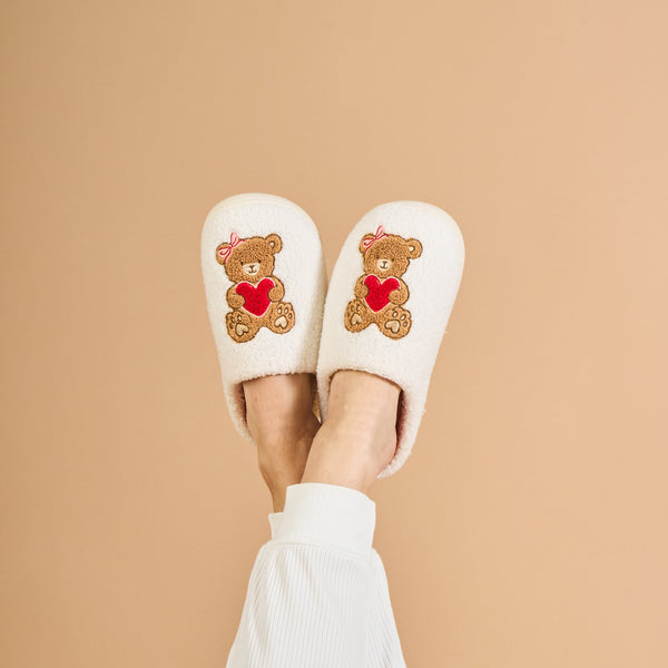 Teddy Bear Hugs Fuzzy Slippers