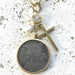 Chunky Coin Matte Cross Necklace