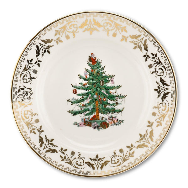 Christmas Tree Gold Salad Plate 8" S/4