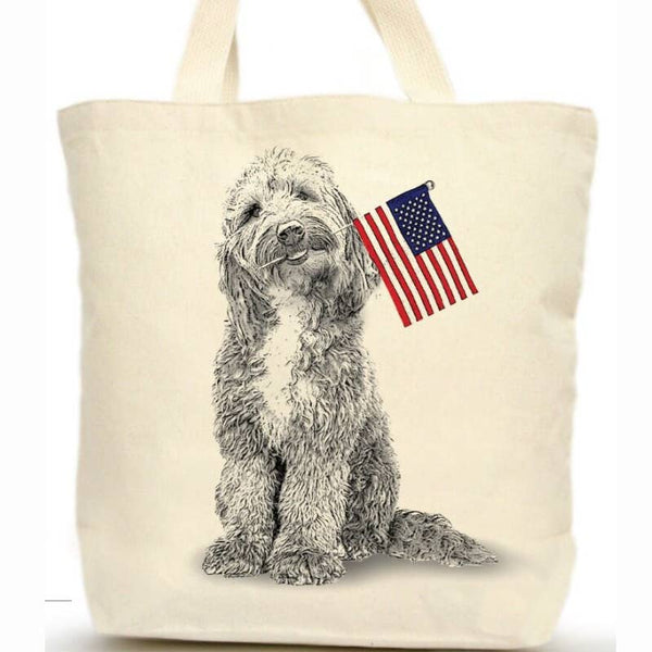 LABRADOODLE FLAG TOTE