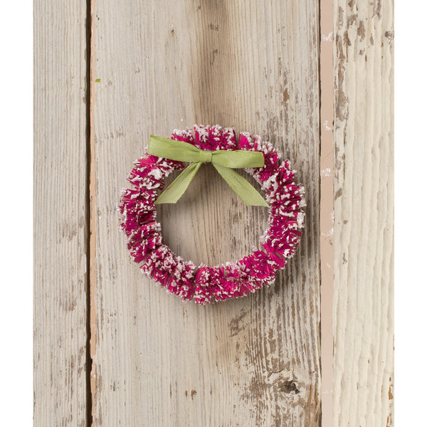 Hot Pink Wreath W/ Green Bow