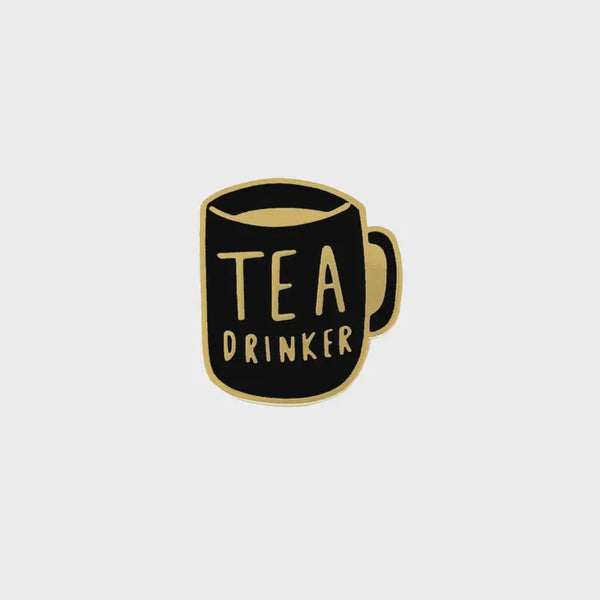 Tea Drinker Black Enamel Pin