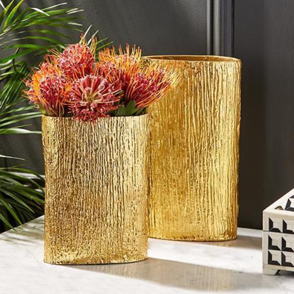 Golden Textured Tree Vases Vases