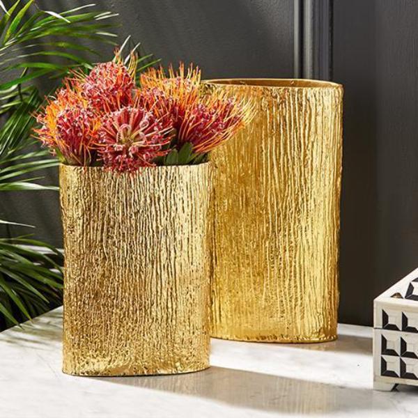 Golden Textured Tree Vases Vases