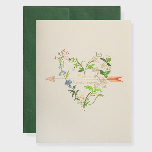 Floral Anniversary Heart Card