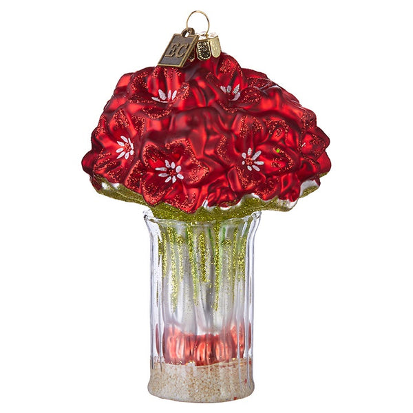 5" Red Amaryllis In Vase Ornament