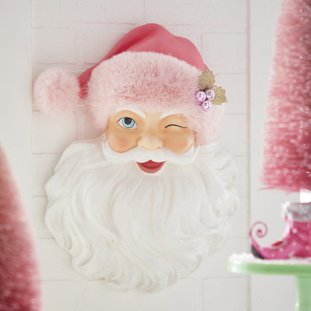Santa Face W/ Pink Hat Wall Art