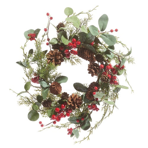 Mixed Eucalyptus & Pine Mini Wreath Candle Ring