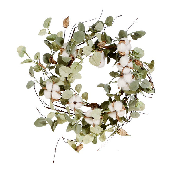 15" Cotton Greenery Candle Ring