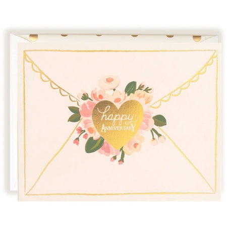 Floral Envelope Happy Anniversary Card