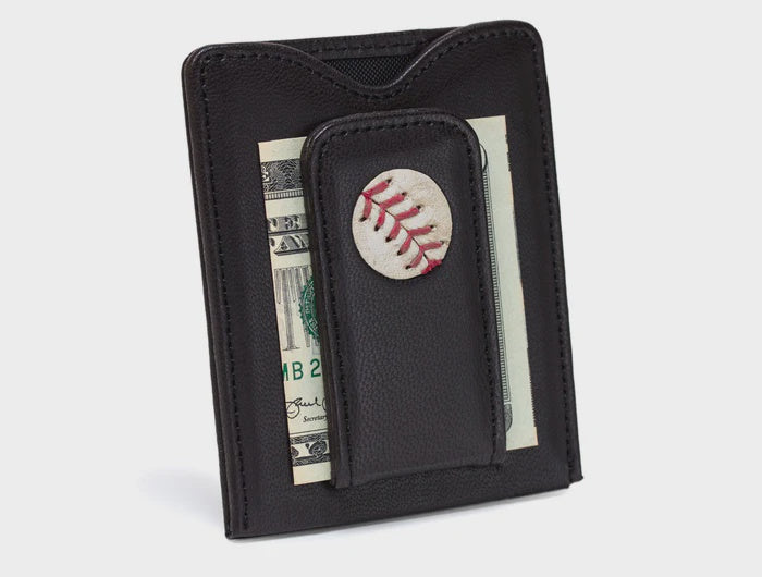 MLB Mets Game Used Baseball Money Clip Wallet