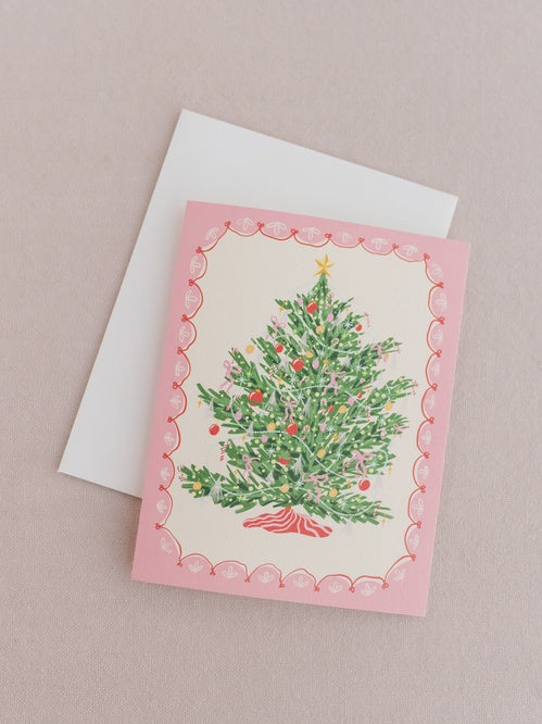 Classic Pink Christmas Tree Card
