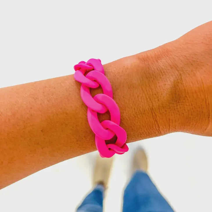 Hot Pink Chunky Chain Bracelet – Gifted