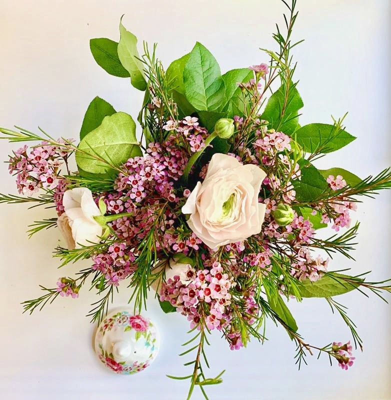 Polka Dot Teapot Floral Arrangement