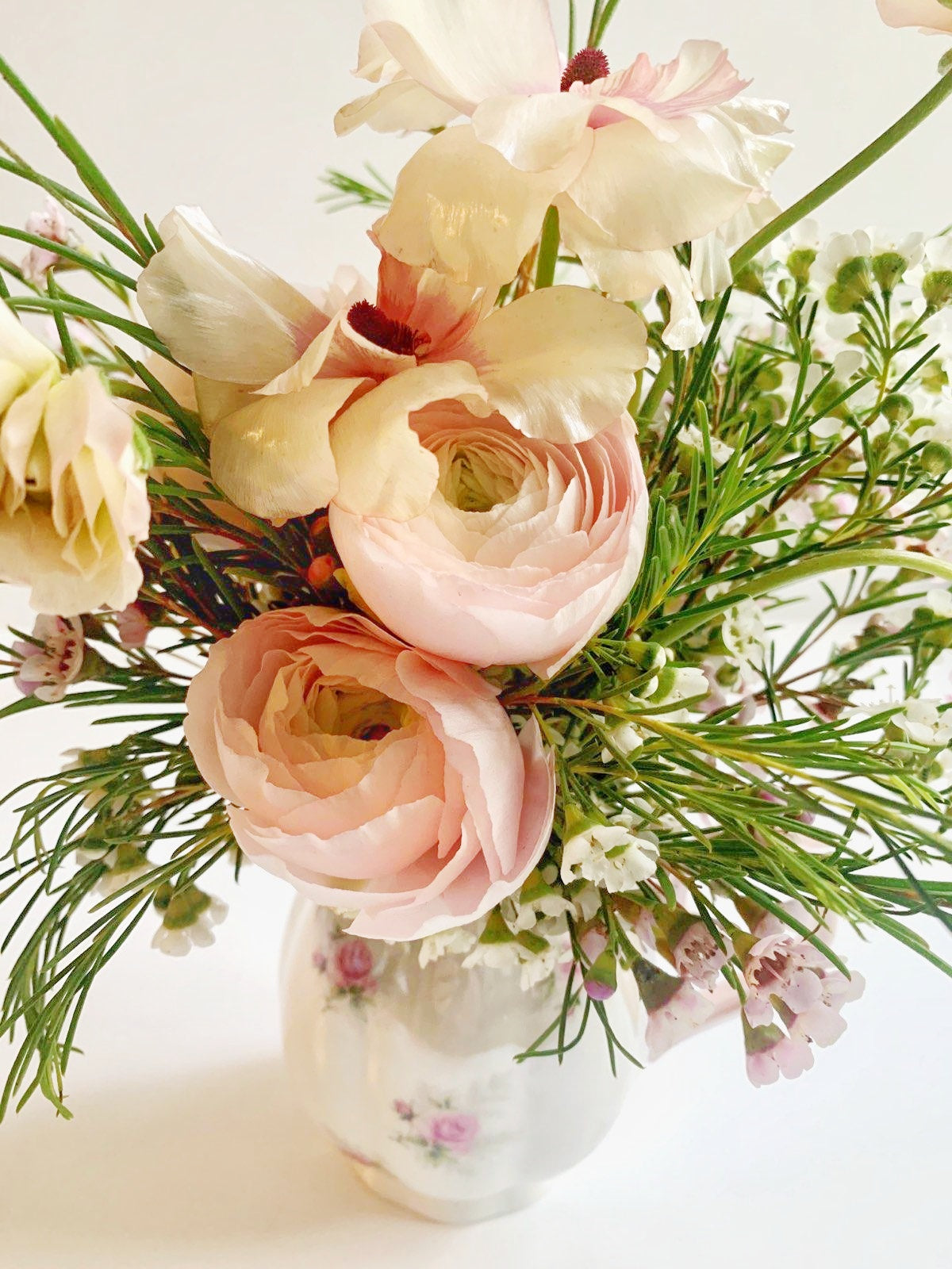 Tiny Irridescent Creamer Floral Arrangement