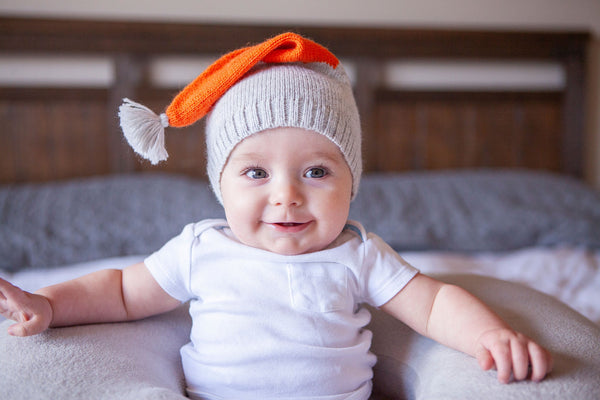 Grey & Orange Baby Hat