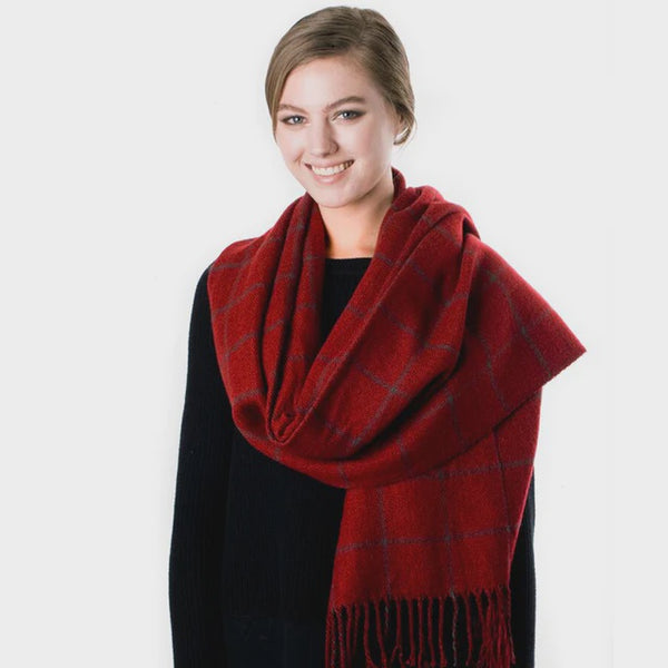 Red Check Pattern Scarf