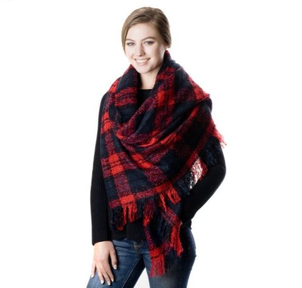 Red Checkered Plaid Scarf